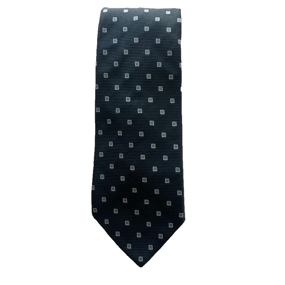 BROOKS BROTHERS Basics Men's 100% Silk Necktie USA Designer Squares Blue